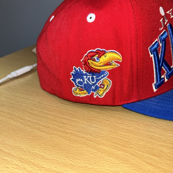 Kansas Jayhawks Zephyr Red Blue Adjustable Wool Blend Hat - Picture 5 of 10